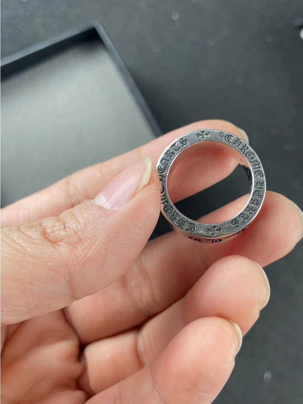 Engraved Silver Ring with Star Motif